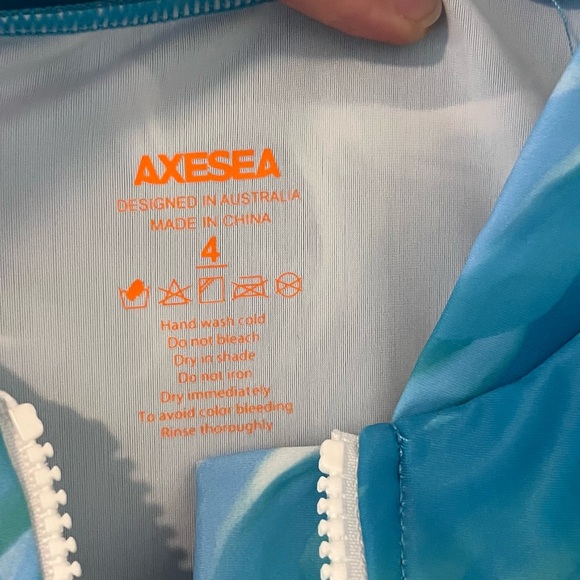 NWT AXESEA Rash Guard Long Sleeve One Piece Swimsuit Zip Bathing Suit Blue 4 - Picture 6 of 12
